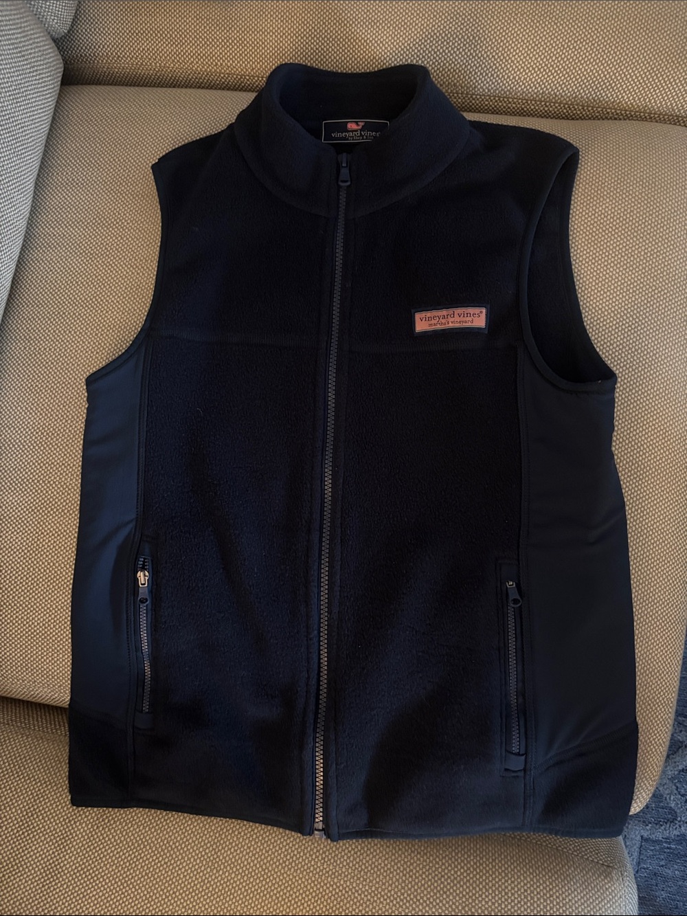 Vineyard Vines Boy’s Navy Fleece Vest with Zipper Pockets
